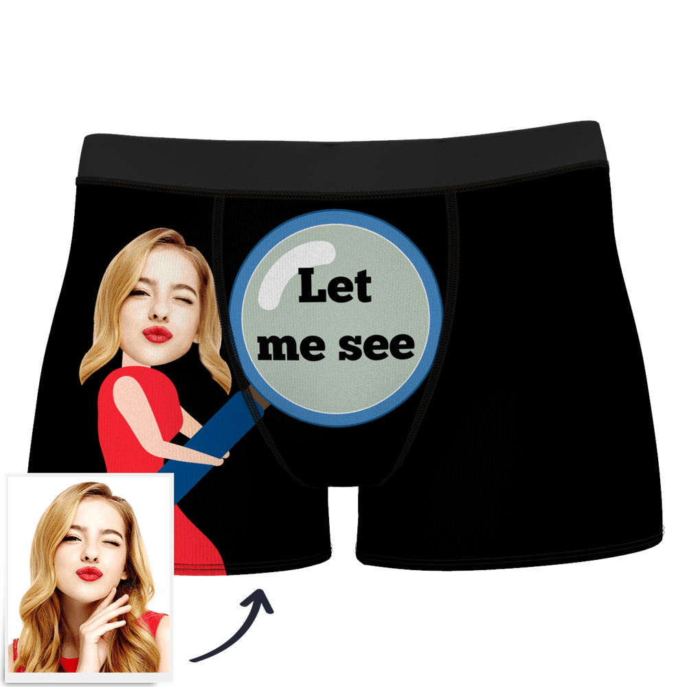 Men's Custom Face On Body Boxer Shorts Funny Face Boxer - Let Me See/ Sexy Girl/ Hot Dance/ It belongs to me/ Only I Can Ride It/ Comic Girl's Glasses/ Pick Up Skirt