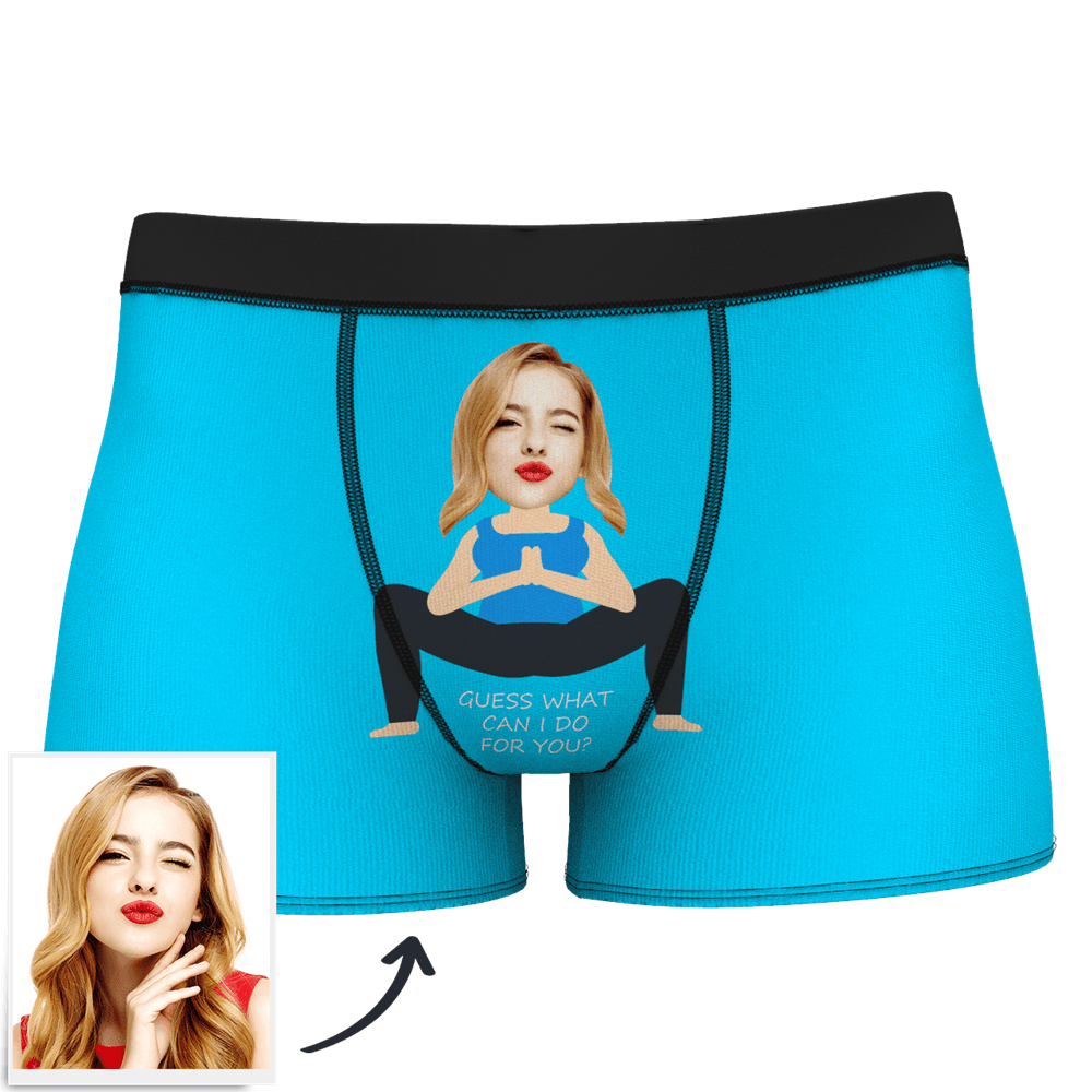 Men's Custom Face On Body Boxer Shorts Funny Face Boxer - Let Me See/ Sexy Girl/ Hot Dance/ It belongs to me/ Only I Can Ride It/ Comic Girl's Glasses/ Pick Up Skirt
