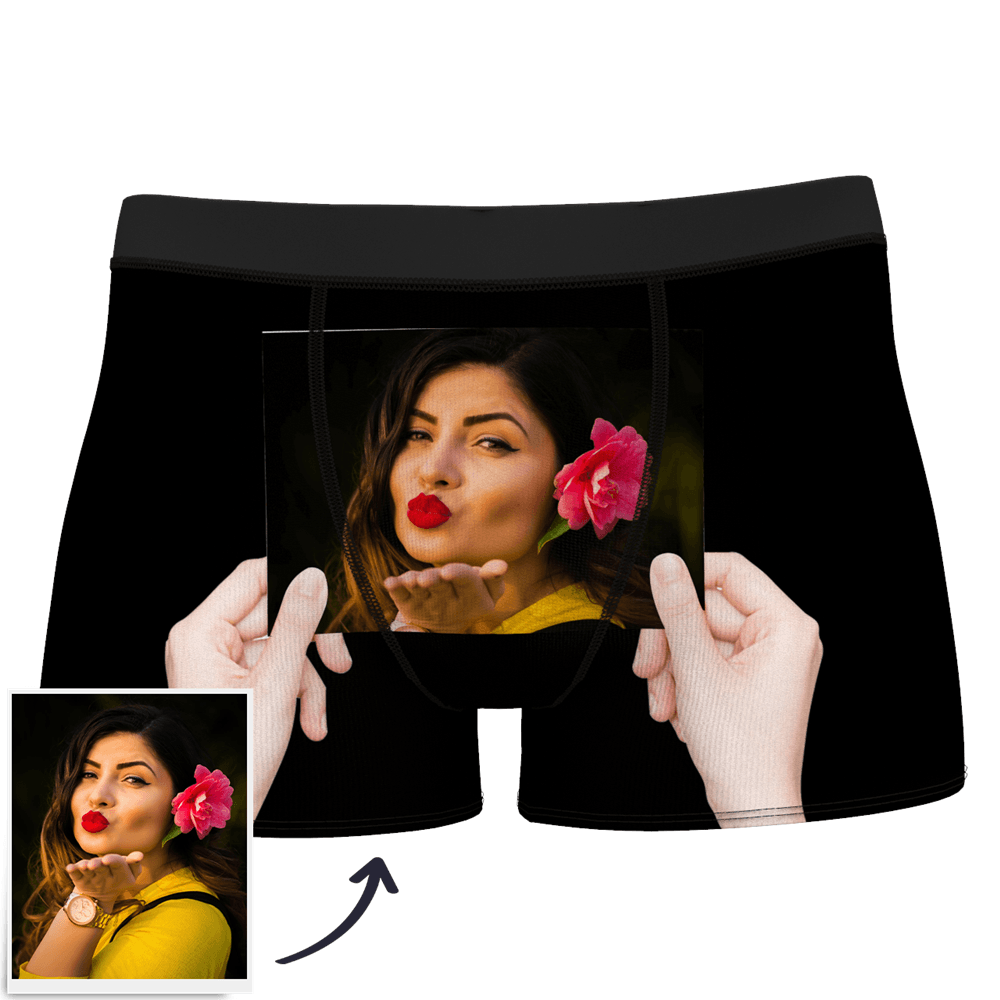 Men's Custom Face On Body Boxer Shorts Funny Face Boxer - Let Me See/ Sexy Girl/ Hot Dance/ It belongs to me/ Only I Can Ride It/ Comic Girl's Glasses/ Pick Up Skirt