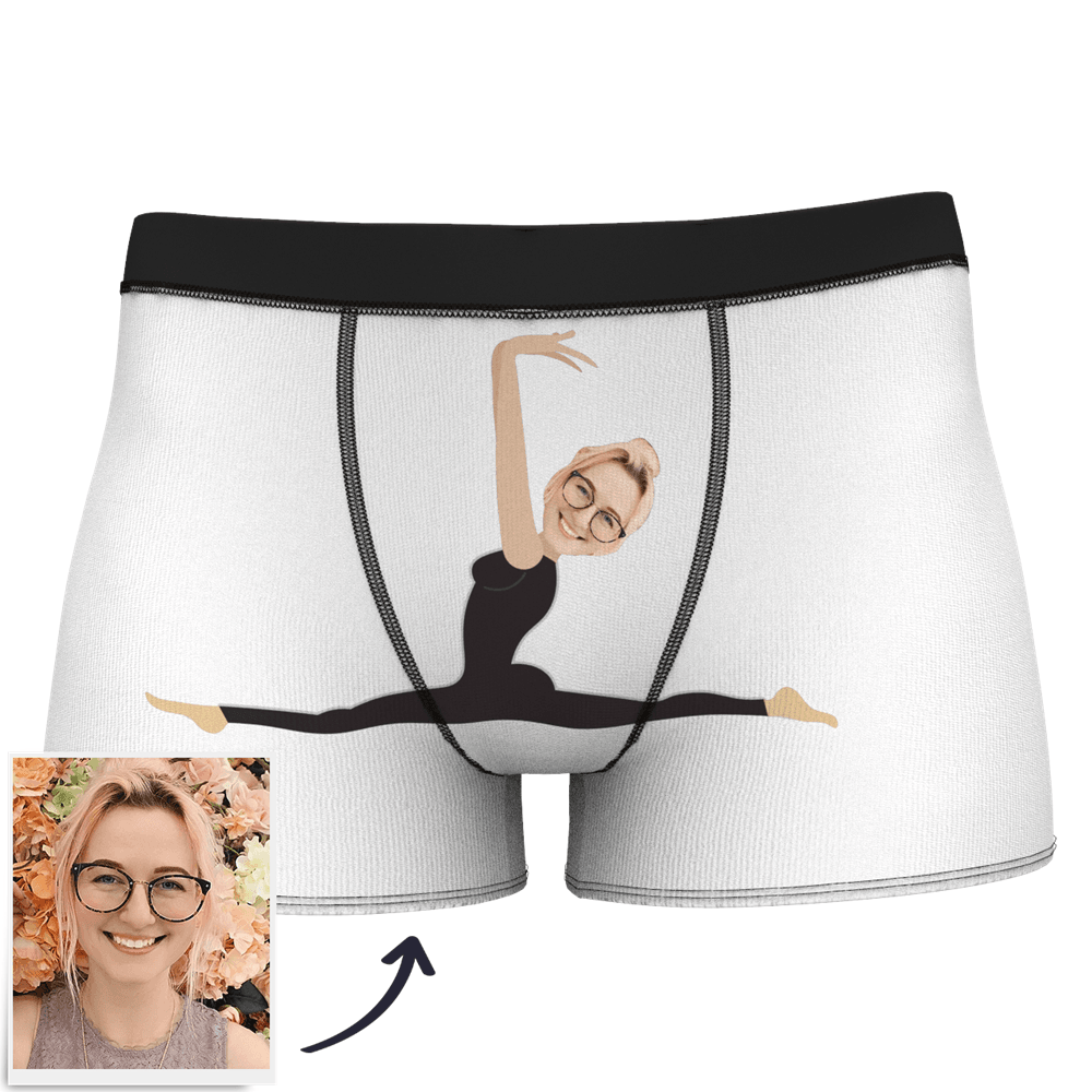 Men's Custom Face On Body Boxer Shorts Funny Face Boxer - Let Me See/ Sexy Girl/ Hot Dance/ It belongs to me/ Only I Can Ride It/ Comic Girl's Glasses/ Pick Up Skirt