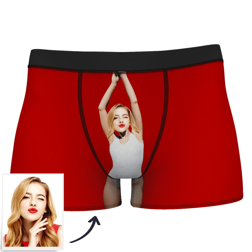 Men's Custom Face On Body Boxer Shorts Funny Face Boxer - Let Me See/ Sexy Girl/ Hot Dance/ It belongs to me/ Only I Can Ride It/ Comic Girl's Glasses/ Pick Up Skirt