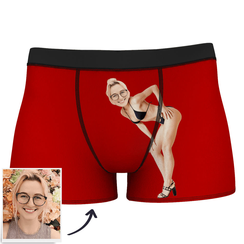 Men's Custom Face On Body Boxer Shorts Funny Face Boxer - Let Me See/ Sexy Girl/ Hot Dance/ It belongs to me/ Only I Can Ride It/ Comic Girl's Glasses/ Pick Up Skirt