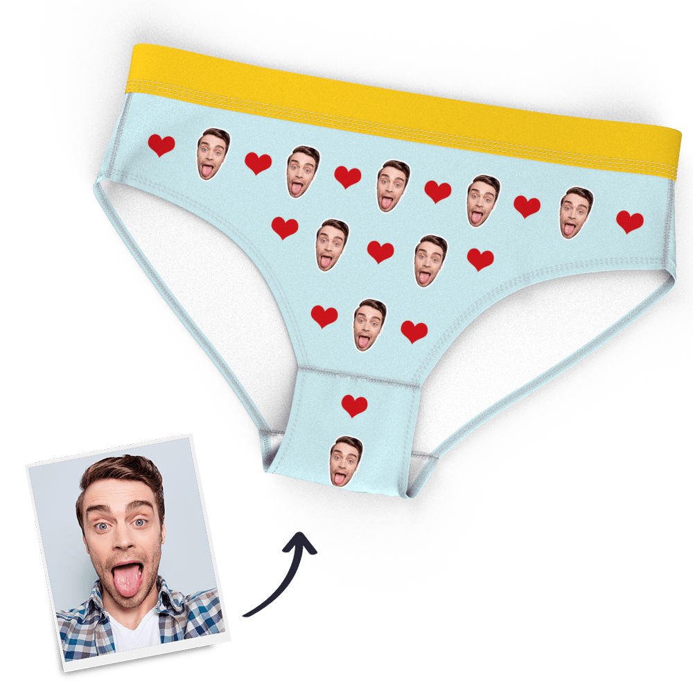 Personalised Women Face Panties Love Heart Panties