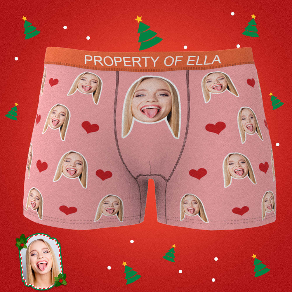 Custom Men Face Boxer with Text Inscribed Waist - auphotoblanket