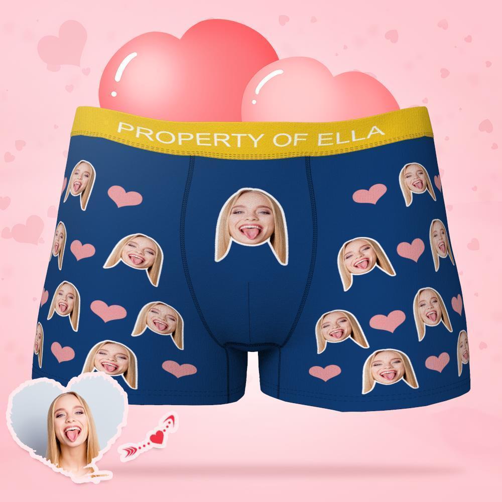 Custom Men Face Boxer with Text Inscribed Waist - auphotoblanket