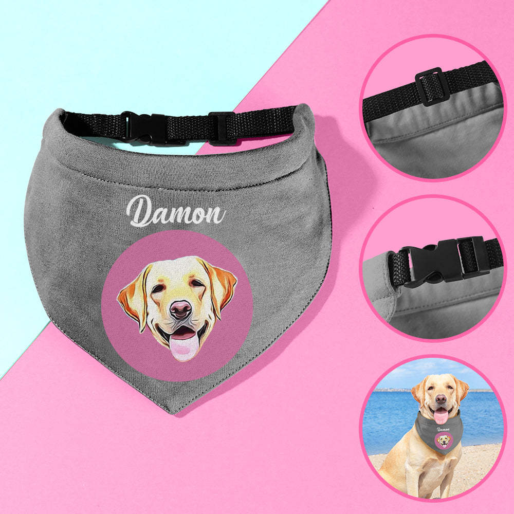 Personalised Photo Dog Bandana Custom Name Puppy Triangle Scarf