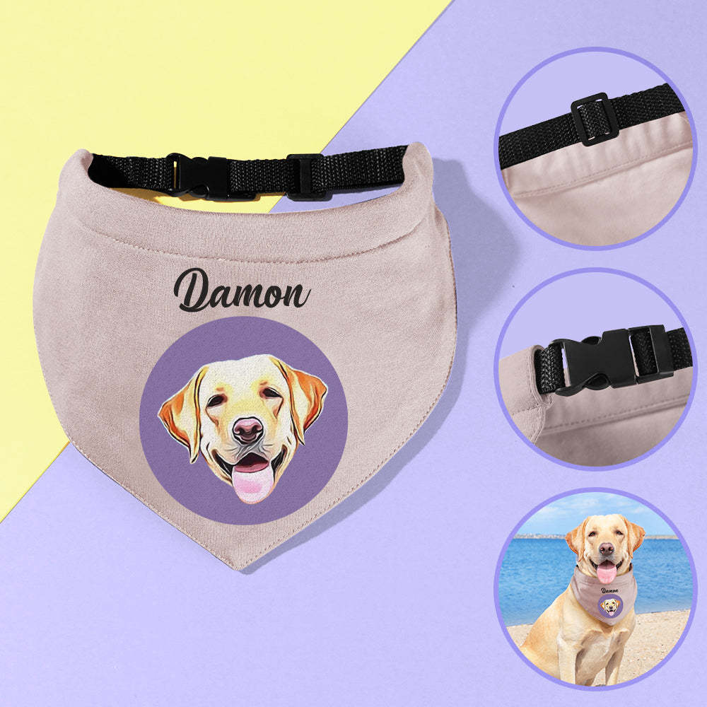 Personalised Photo Dog Bandana Custom Name Puppy Triangle Scarf