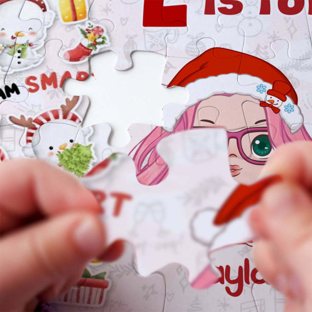 Jigsaw Puzzle Personalized - Playful Christmas Kid Puzzle - Gift For Kids, Grandkids - Personalized Puzzle - auphotoblanket