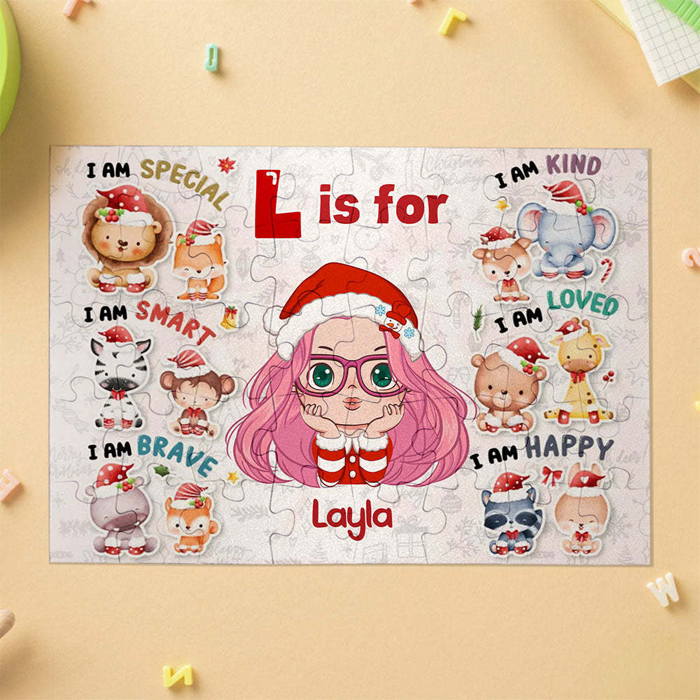 Jigsaw Puzzle Personalized - Playful Christmas Kid Puzzle - Gift For Kids, Grandkids - Personalized Puzzle - auphotoblanket