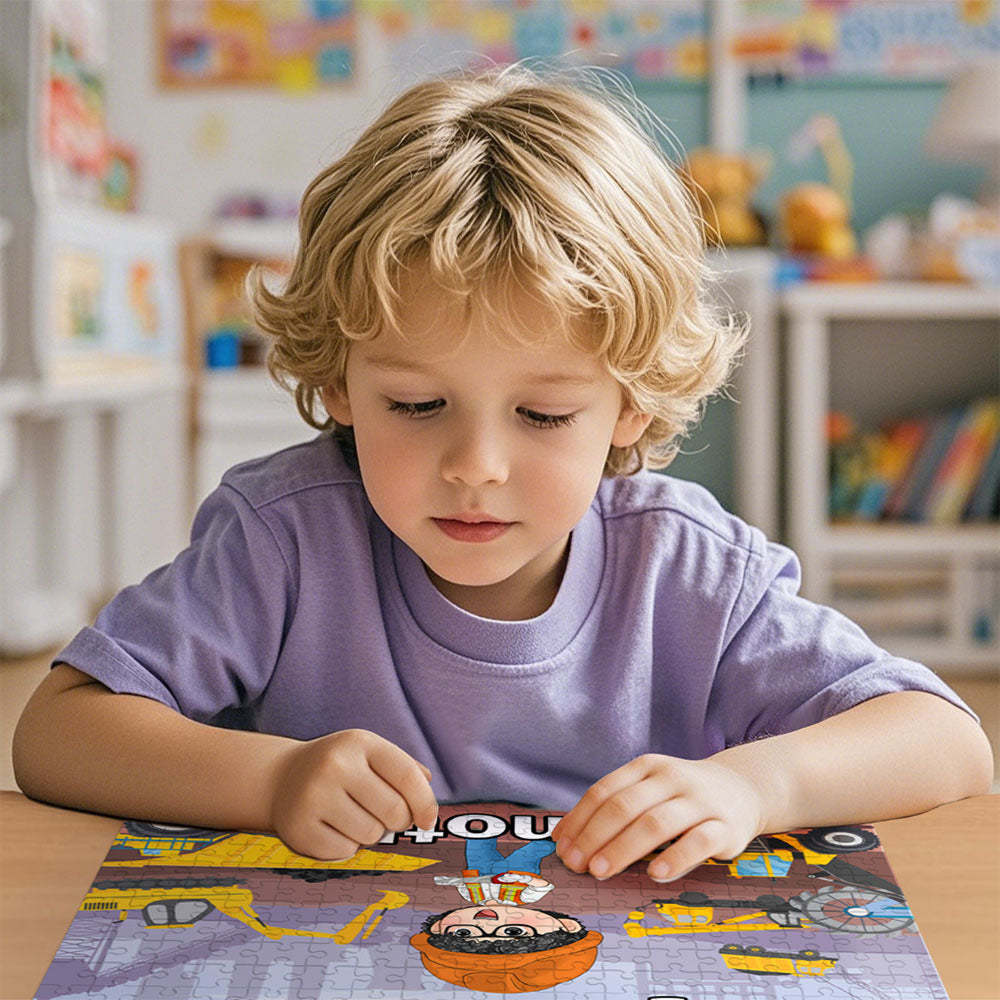 Personalized Construction Jigsaw Puzzle - Custom Puzzle Gift for Kids, Construction Birthday Party Gifts - auphotoblanket