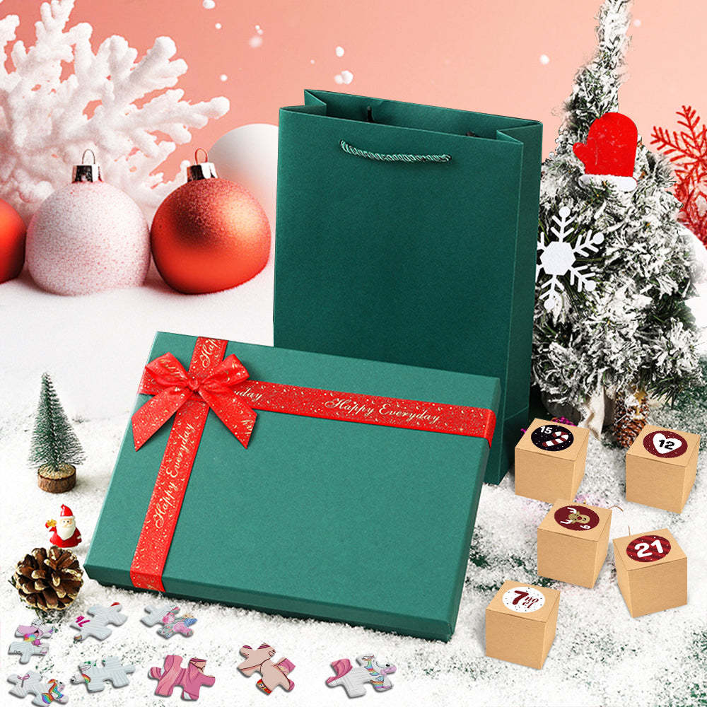Custom Advent Calendar Christmas Jigsaw Puzzle Christmas Countdown Puzzle Toy Gift for Kids - auphotoblanket