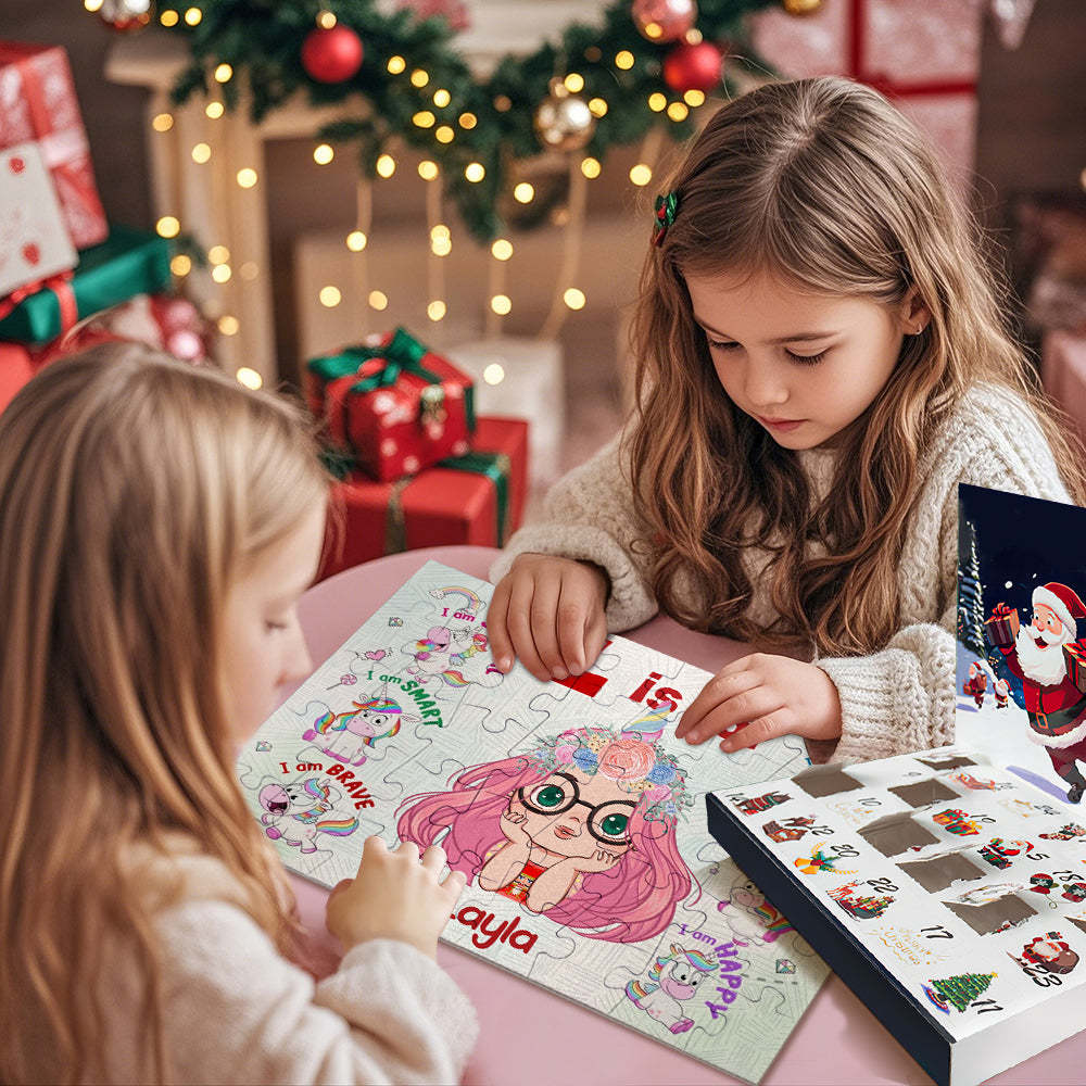 Custom Advent Calendar Christmas Jigsaw Puzzle Christmas Countdown Puzzle Toy Gift for Kids - auphotoblanket