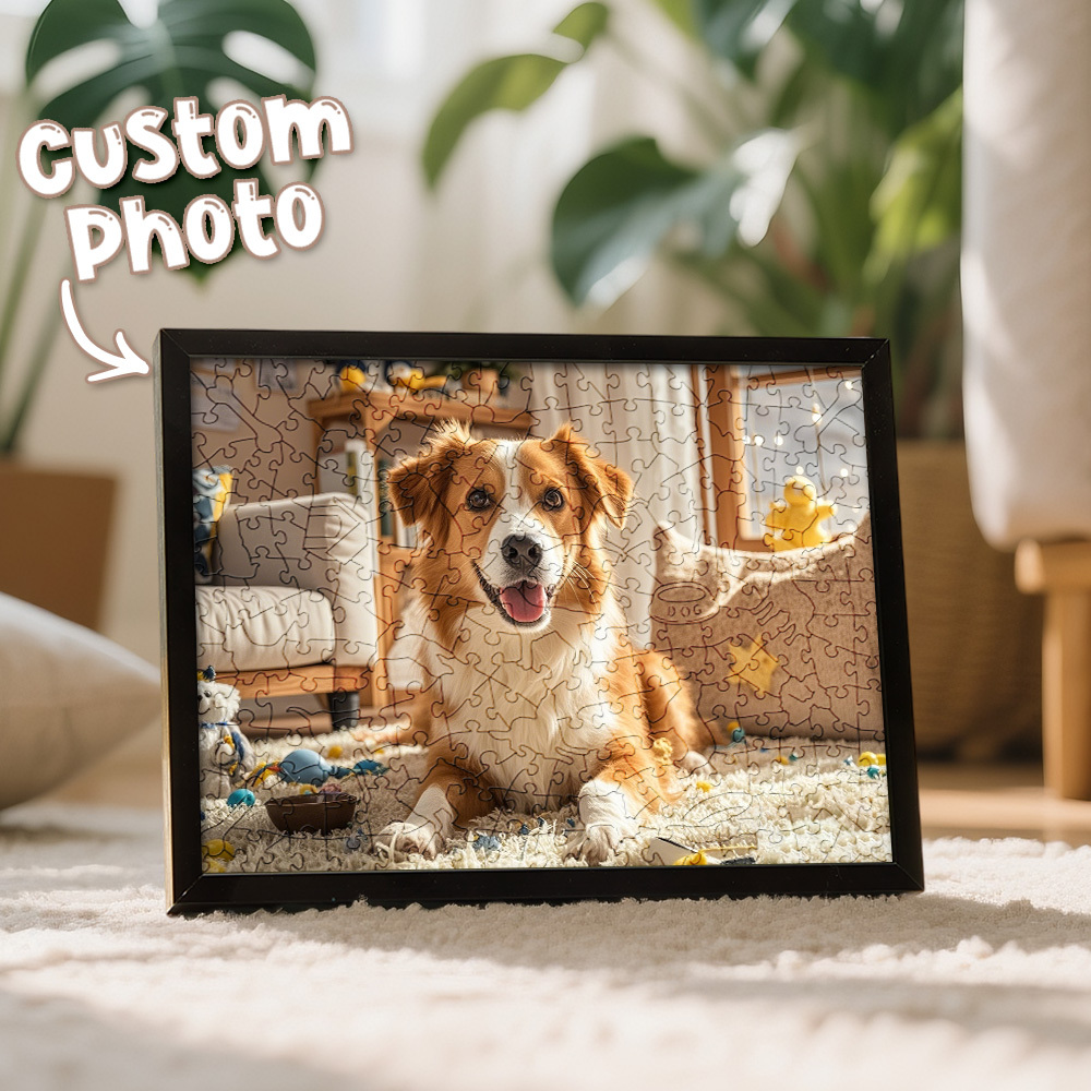 Custom Cat Photo Puzzle Frame Personalized Wooden Cat Shaped Jigsaw Best Gift Ever for Cat Lovers