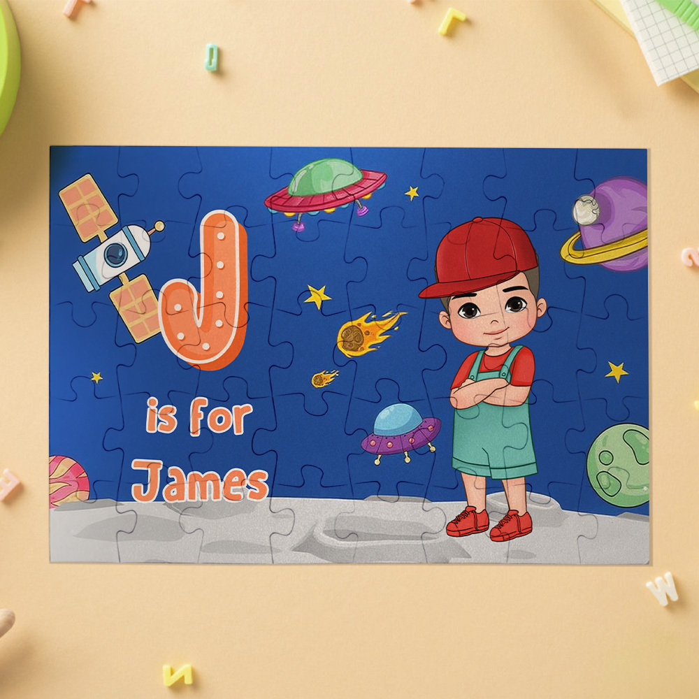 Personalized Christmas Jigsaw Puzzle for Kids - Custom Puzzle Gift with Name - auphotoblanket