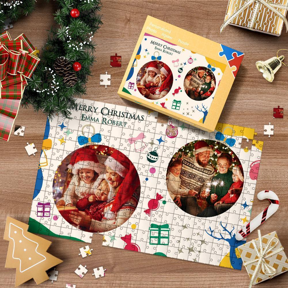 Custom Your Family Christmas Photo Jigsaw Puzzle 35, 150, 300, 500, 1000 Piece - auphotoblanket