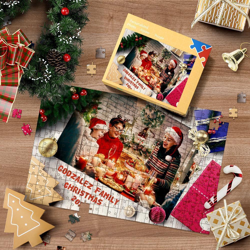 Custom Your Family Christmas Photo Jigsaw Puzzle 35, 150, 300, 500, 1000 Piece - auphotoblanket