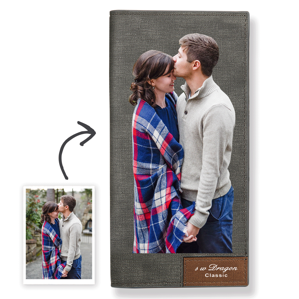 Women's Custom Photo Wallet Grey Color Printing