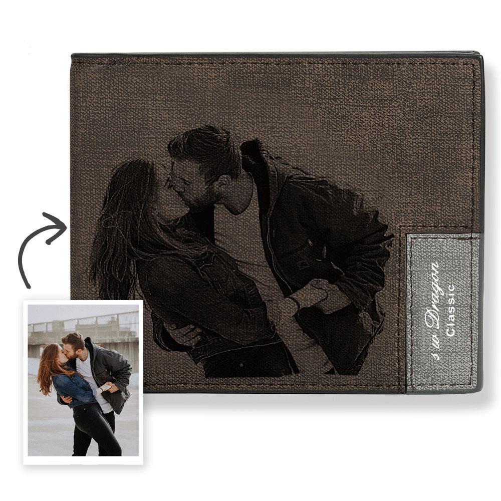 Men's Bifold Short Custom Photo Wallet - Brown