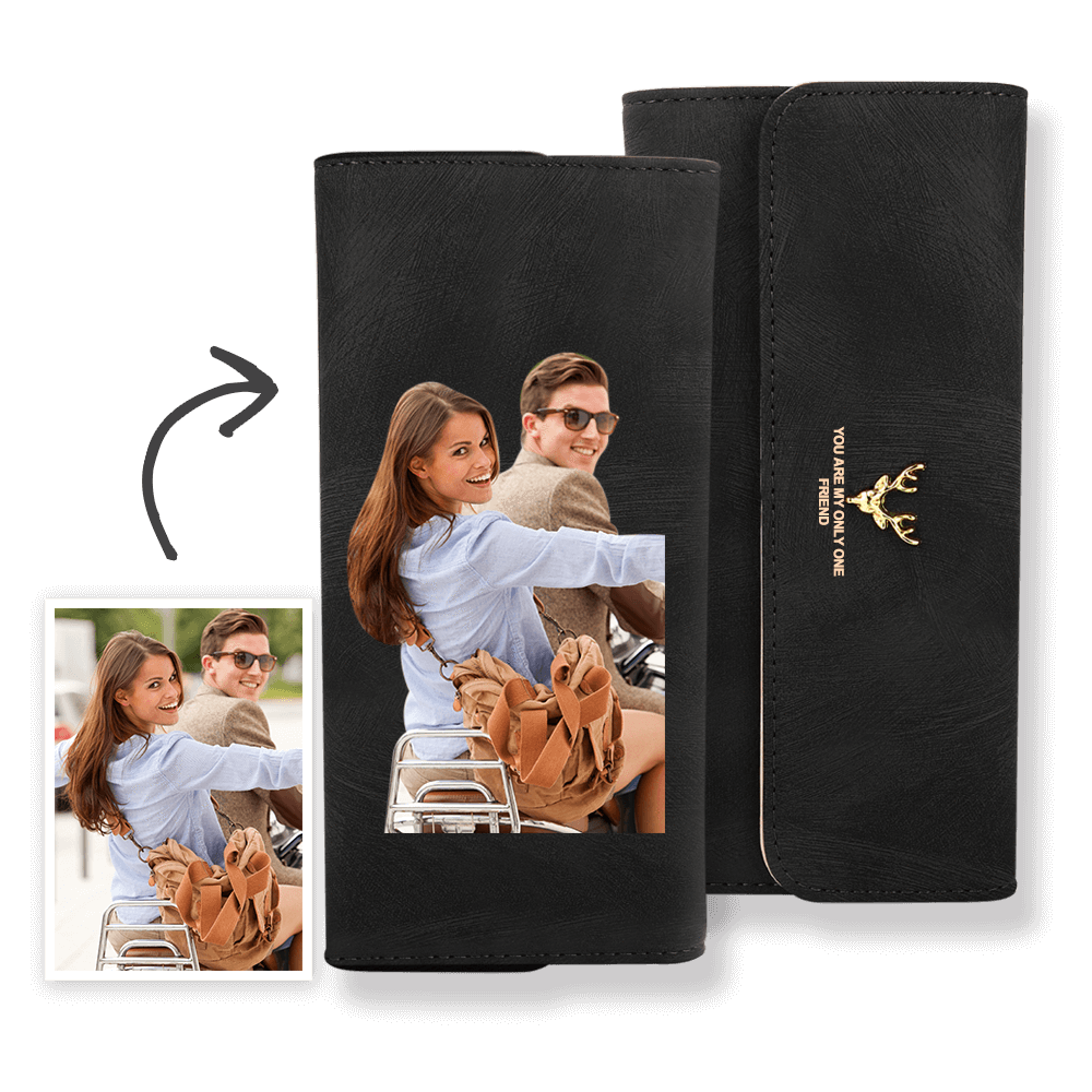 Personalised Wallet | Custom Photo Wallet | Women's Trifold Long Leather Wallet | Color Printing