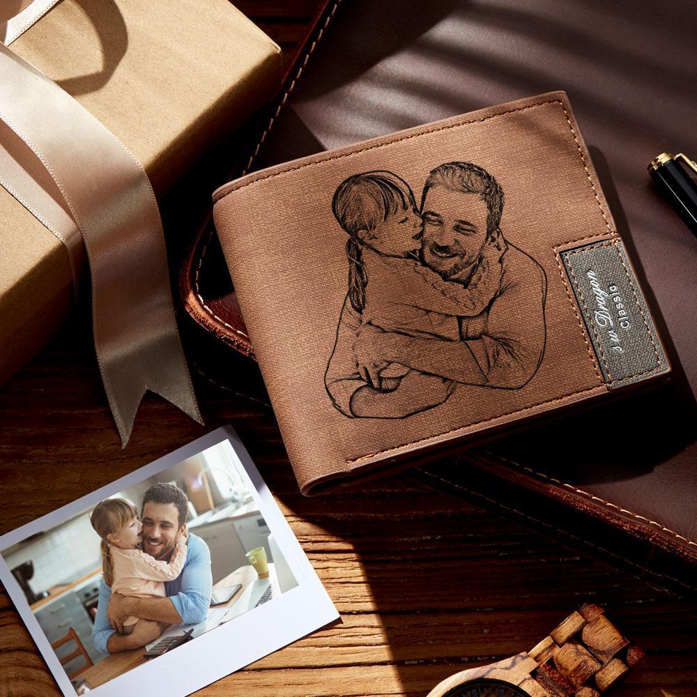Father's Day Gifts Men's Picture Wallet Custom Photo Engraved Wallet | Unique Gifts for Men - auphotoblanket