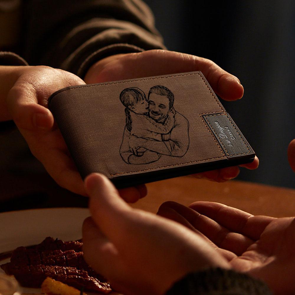 Father's Day Gifts Men's Picture Wallet Custom Photo Engraved Wallet | Unique Gifts for Men - auphotoblanket