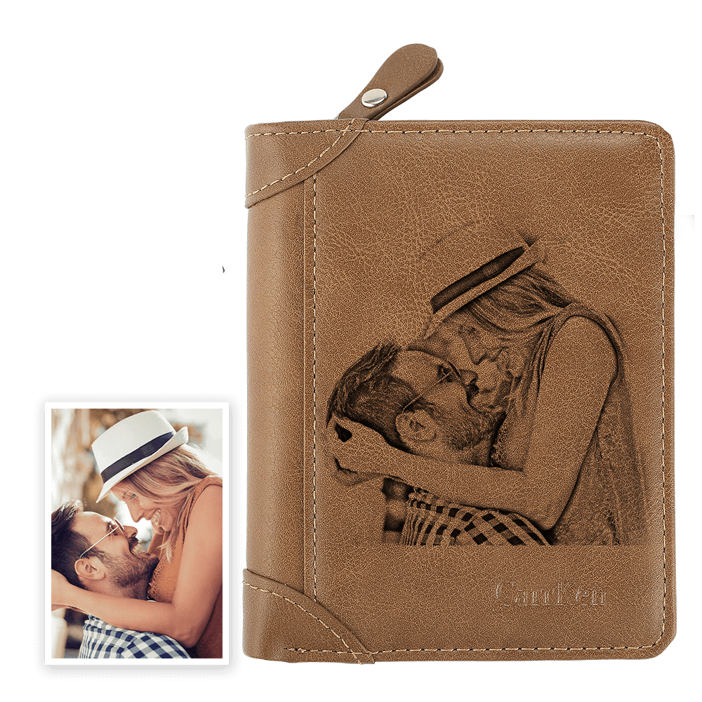 Men's Bifold Custom Photo Wallet Brown