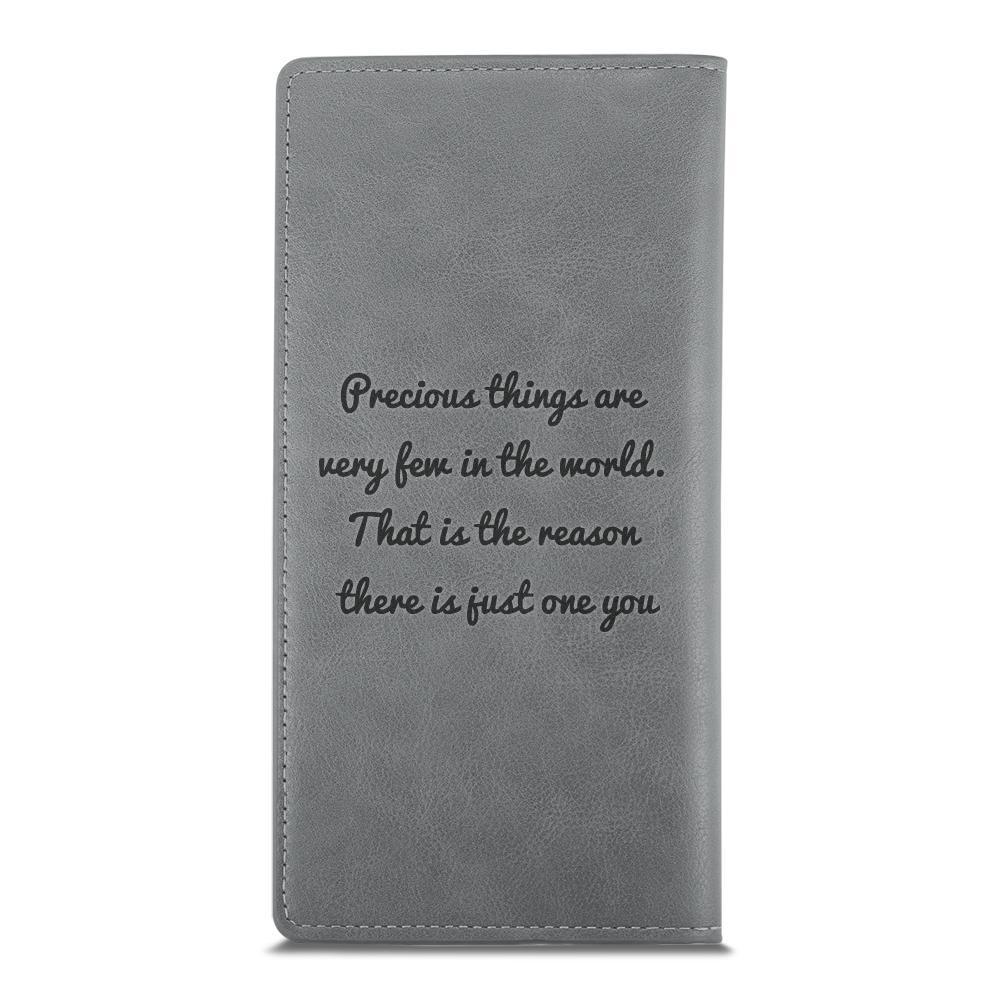 Women's Custom Engraved Photo Wallet Grey Leather