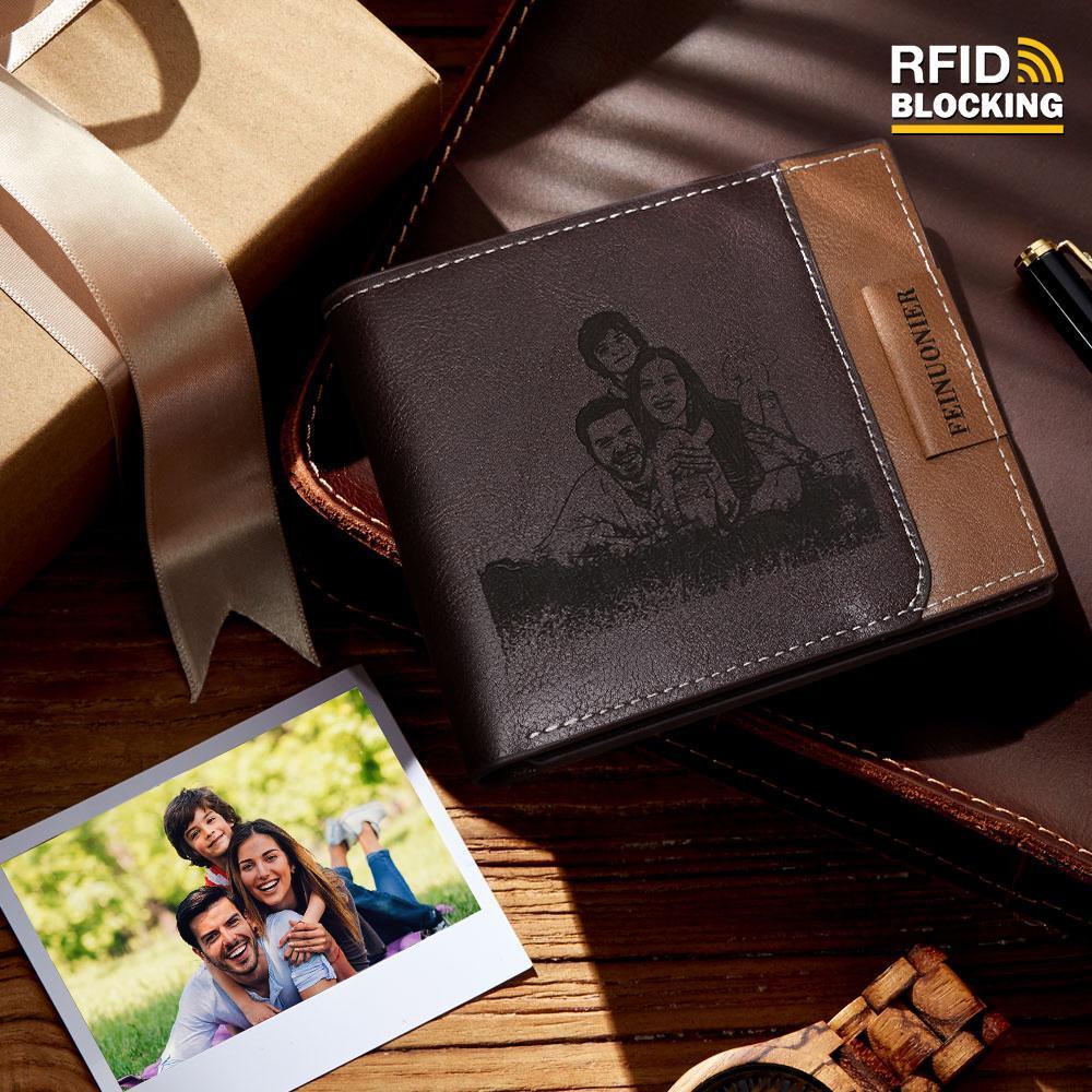 Men's Custom Photo Engraved Wallet RFID Blocking Wallet