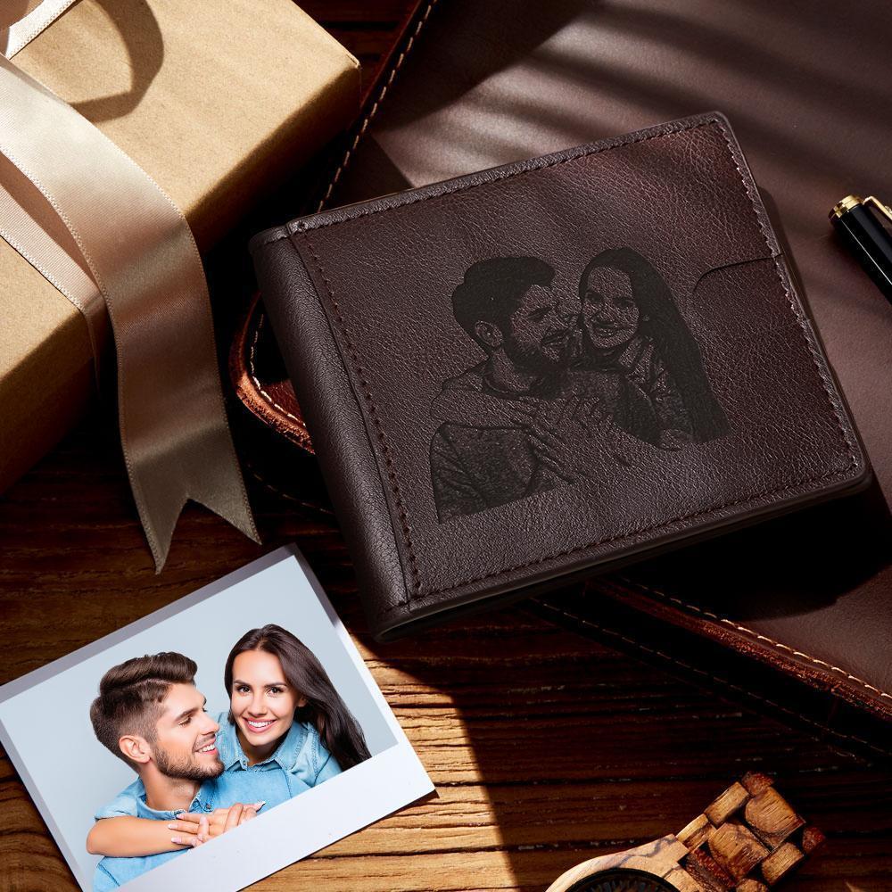 Men's Custom Photo Engraved Wallet RFID Blocking Money Clips