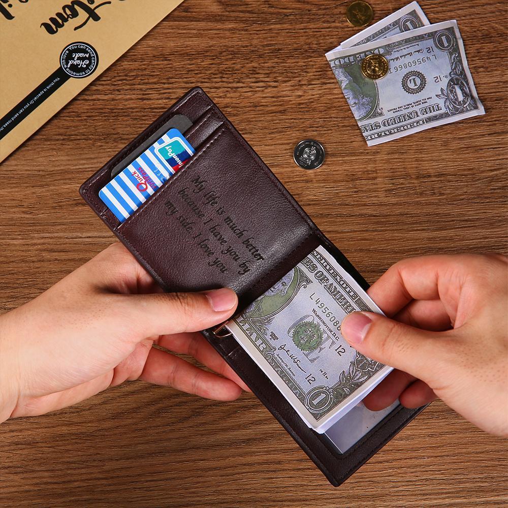 Men's Custom Photo Engraved Wallet RFID Blocking Money Clips