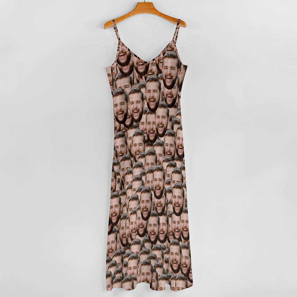 Custom Face Hawaiian Style Face Mash Long Dress And Shirt Family Matching   Surfing Hawaiian Style Surfing Hawaiian Style - auphotoblanket