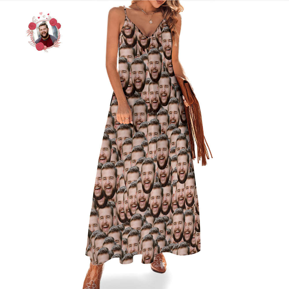 Custom Face Hawaiian Style Face Mash Long Dress And Shirt Family Matching   Surfing Hawaiian Style Surfing Hawaiian Style - auphotoblanket