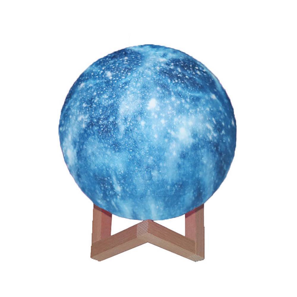 Blue Moon Lamp Colorful Creative 3D Printing Moon Light - Remote Control Sixteen Colors (10-20cm)