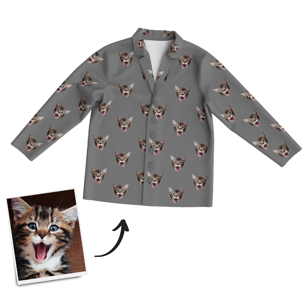 Custom Photo Long Sleeve Pajamas Sleepwear Nightwear - auphotoblanket