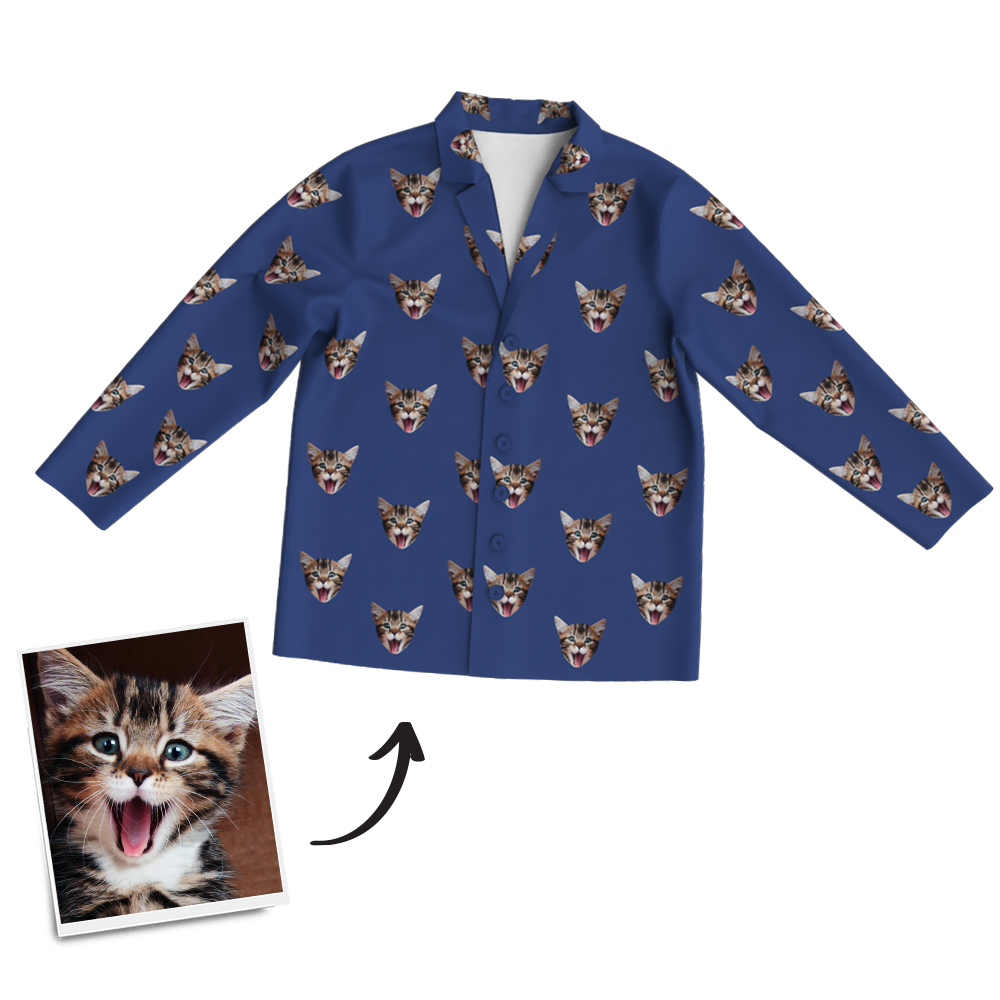 Custom Photo Long Sleeve Pajamas Sleepwear Nightwear - auphotoblanket