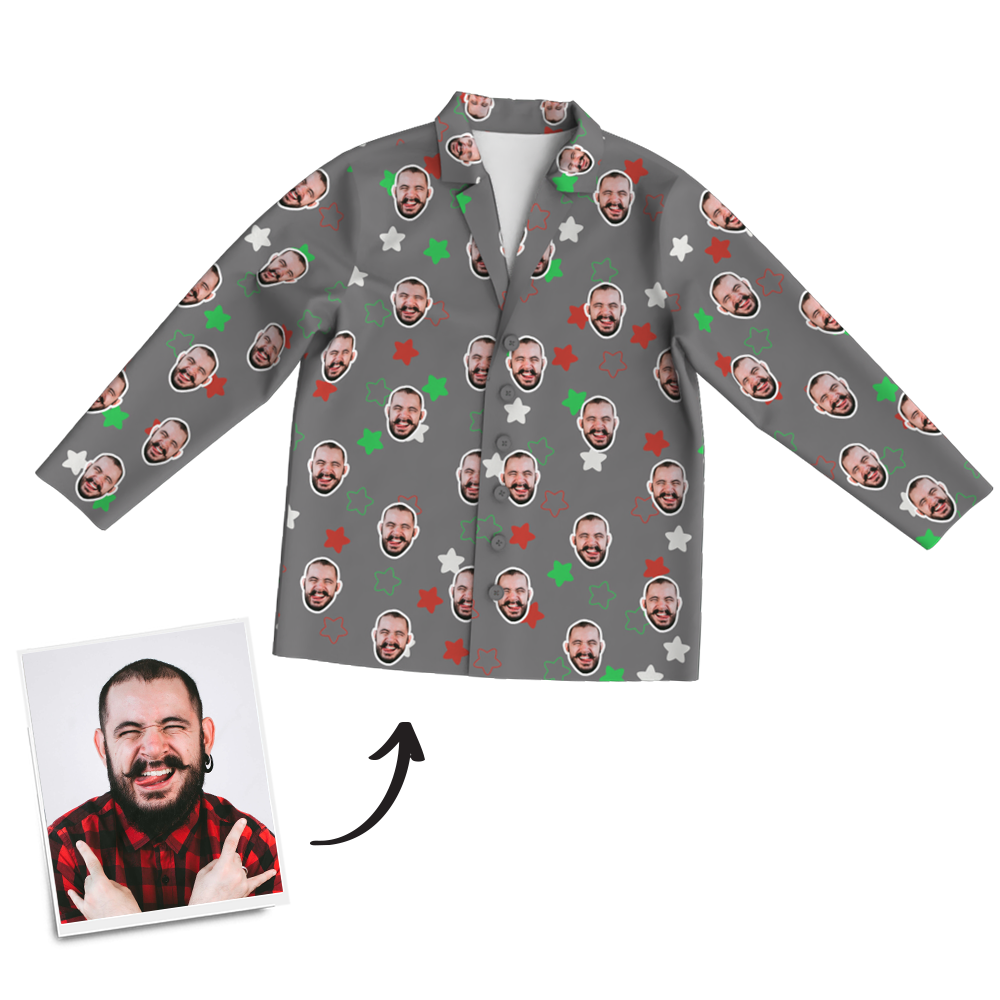 Custom Photo Long Sleeve Pajamas Custom Face Pajamas for Christmas Gifts - auphotoblanket