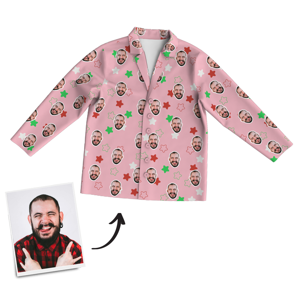 Custom Photo Long Sleeve Pajamas Custom Face Pajamas for Christmas Gifts - auphotoblanket