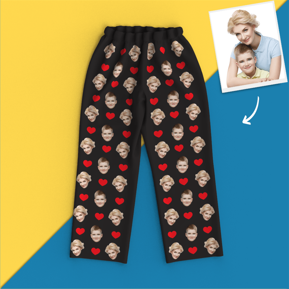 Custom Face Pajamas Long Sleeve Pajamas - Heart - auphotoblanket