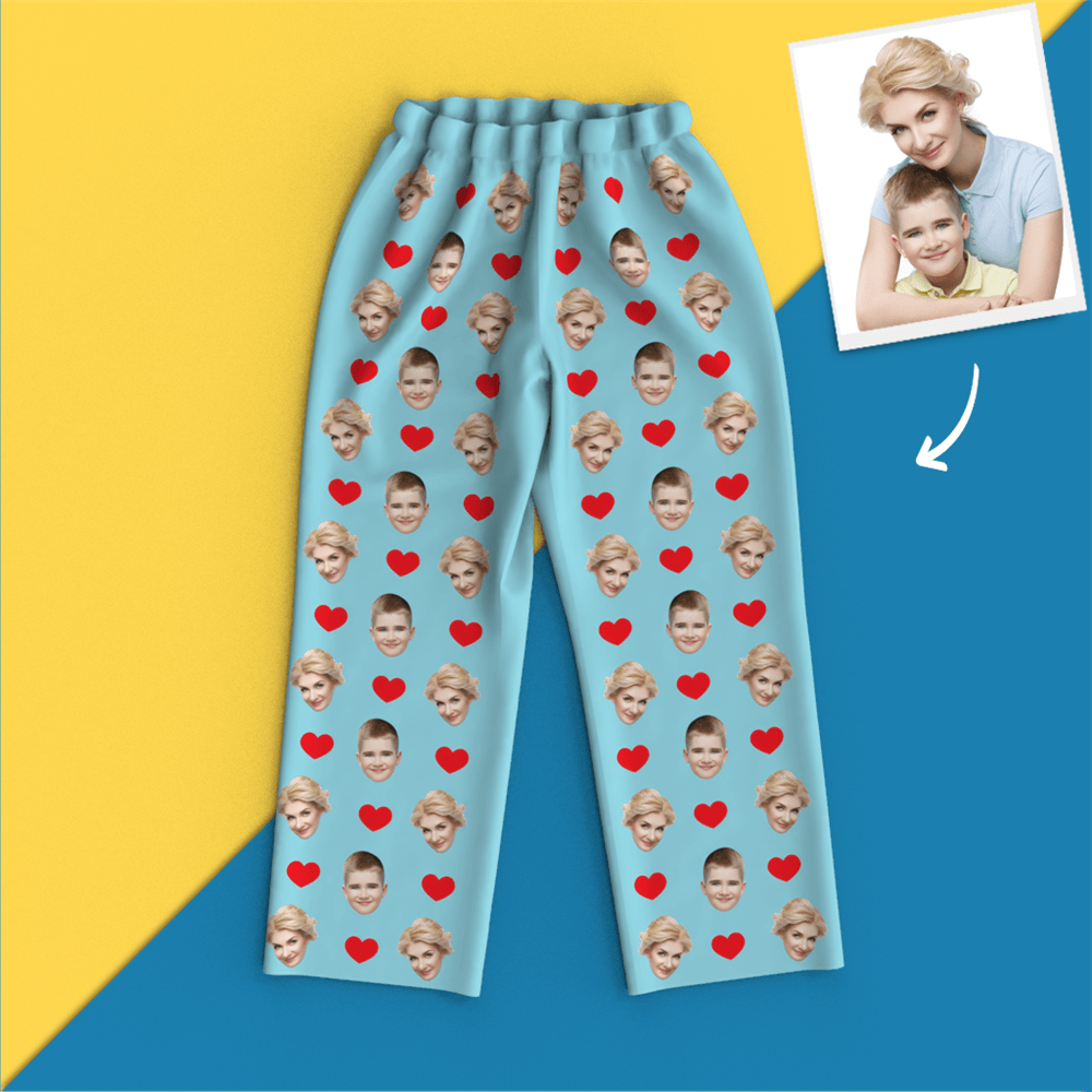 Custom Face Pajamas Long Sleeve Pajamas - Heart - auphotoblanket
