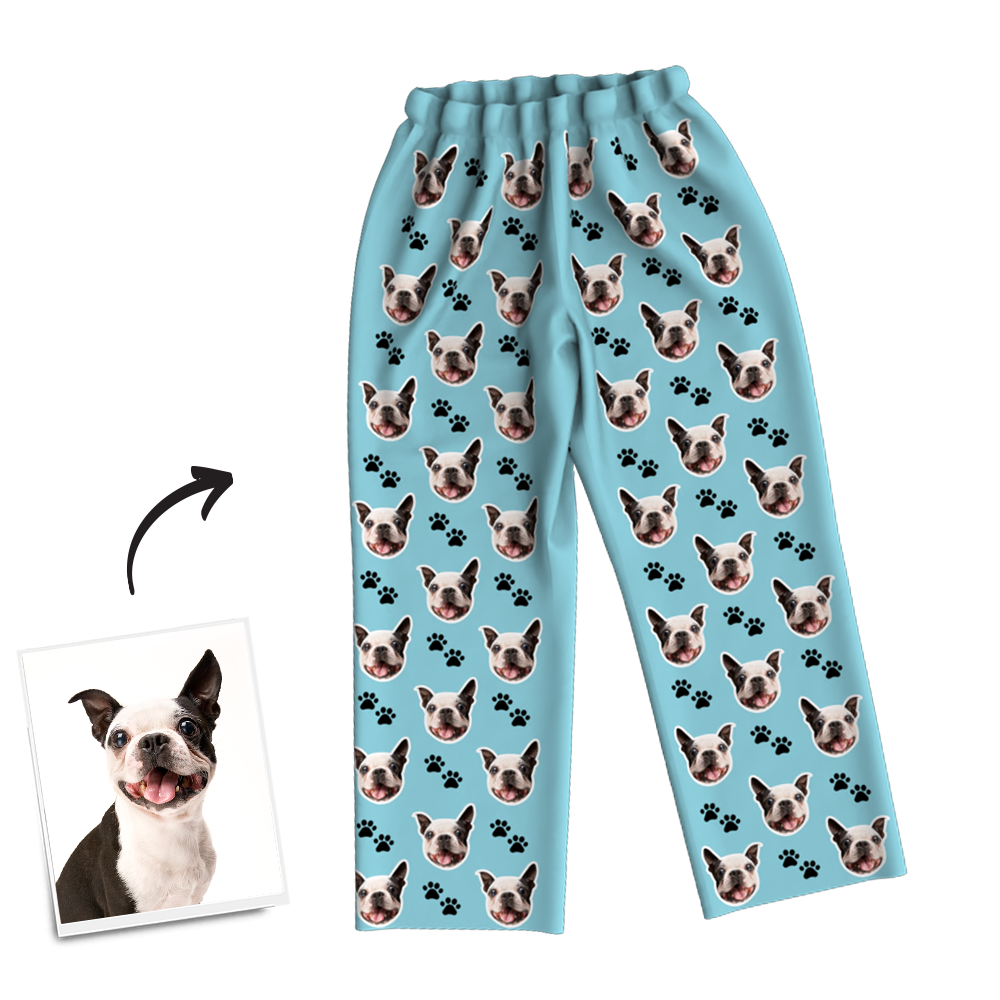 Custom Dog Photo Pajama Pants, Sleepwear, Nightwear - auphotoblanket