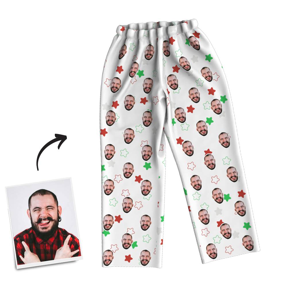 Custom Photo Long Sleeve Pajamas Custom Face Pajamas for Christmas Gifts - auphotoblanket