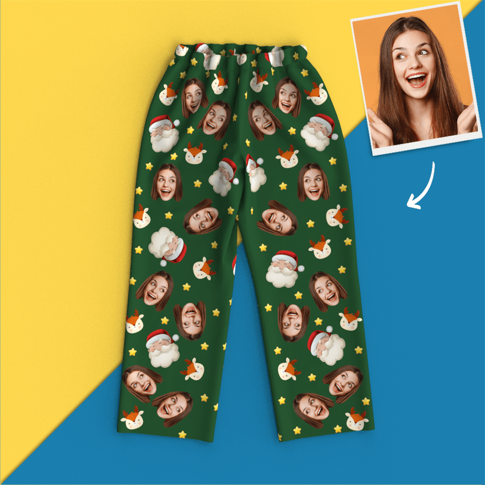 Christmas Gifts Custom Face Pajamas Santa Claus Pajamas - auphotoblanket