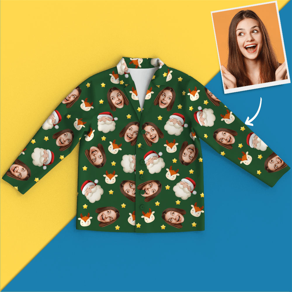 Christmas Gifts Custom Face Pajamas Santa Claus Pajamas - auphotoblanket
