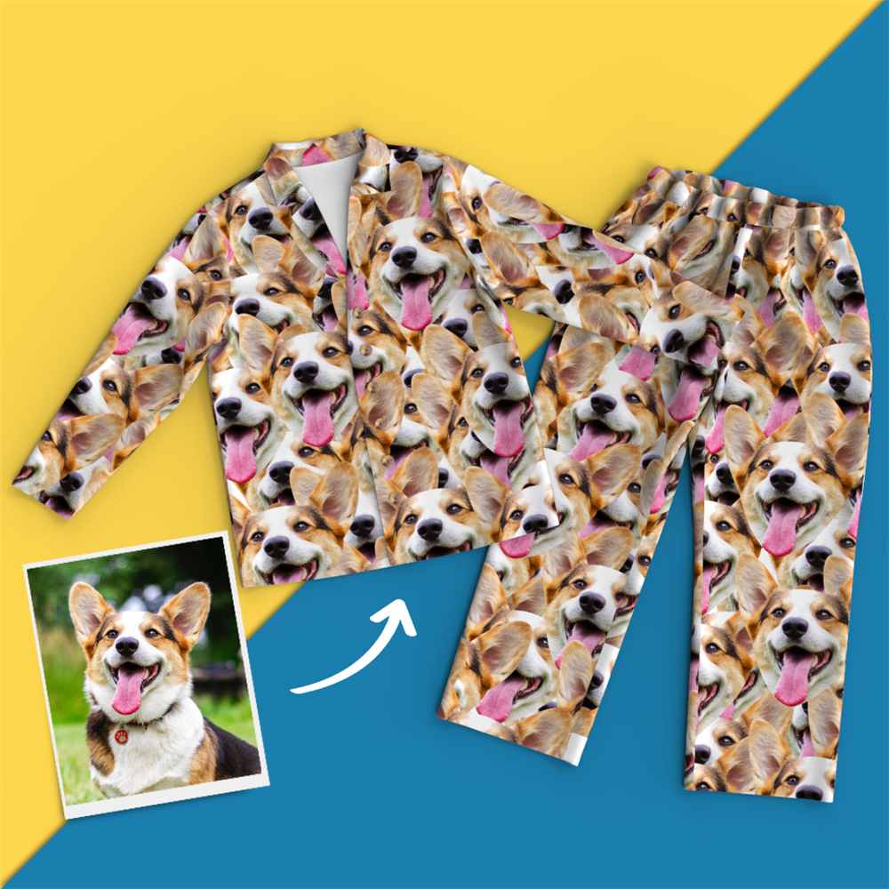 Custom Face Mash Long Sleeve Pajamas Unique Gifts - auphotoblanket