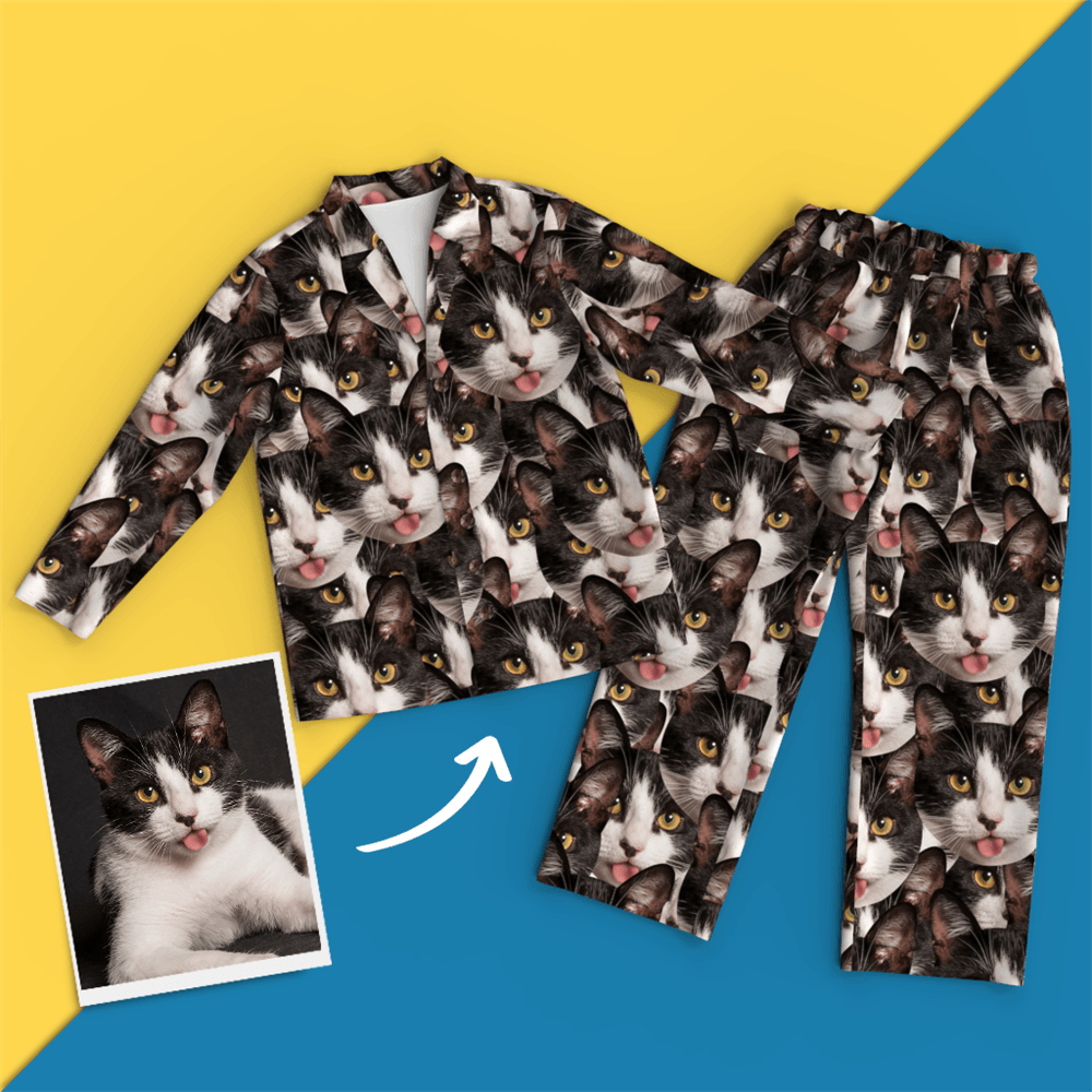 Custom Face Mash Long Sleeve Pajamas Unique Gifts - auphotoblanket