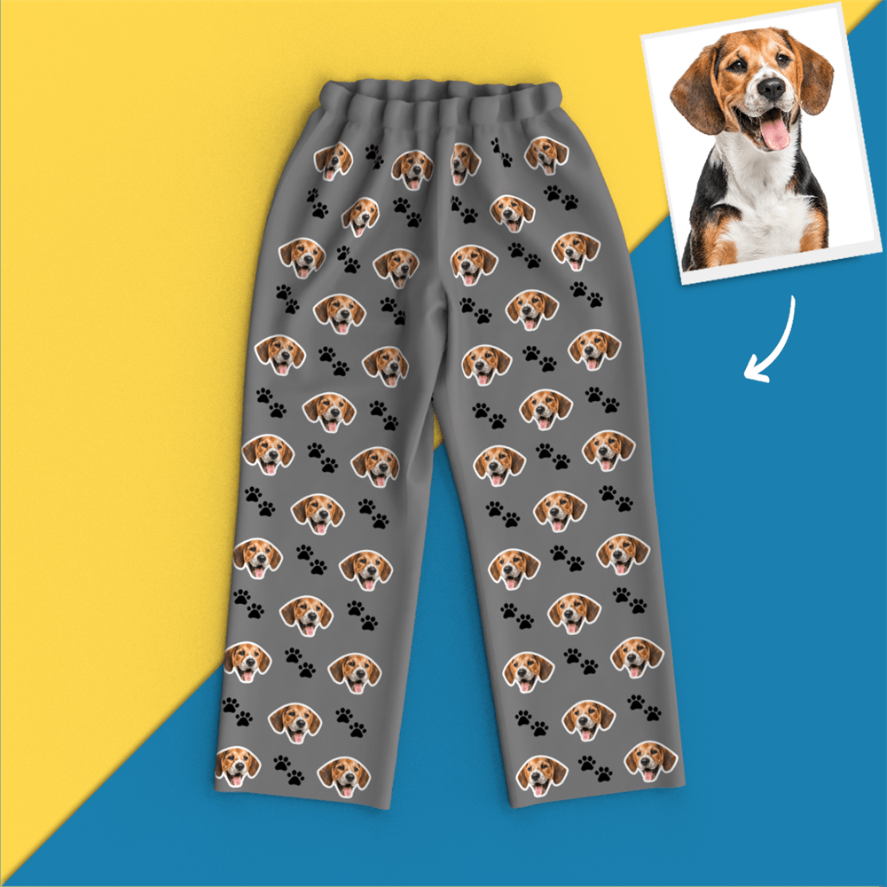 Custom Face Pajamas Long Sleeve Leisure Wear - Pet Footprint - auphotoblanket