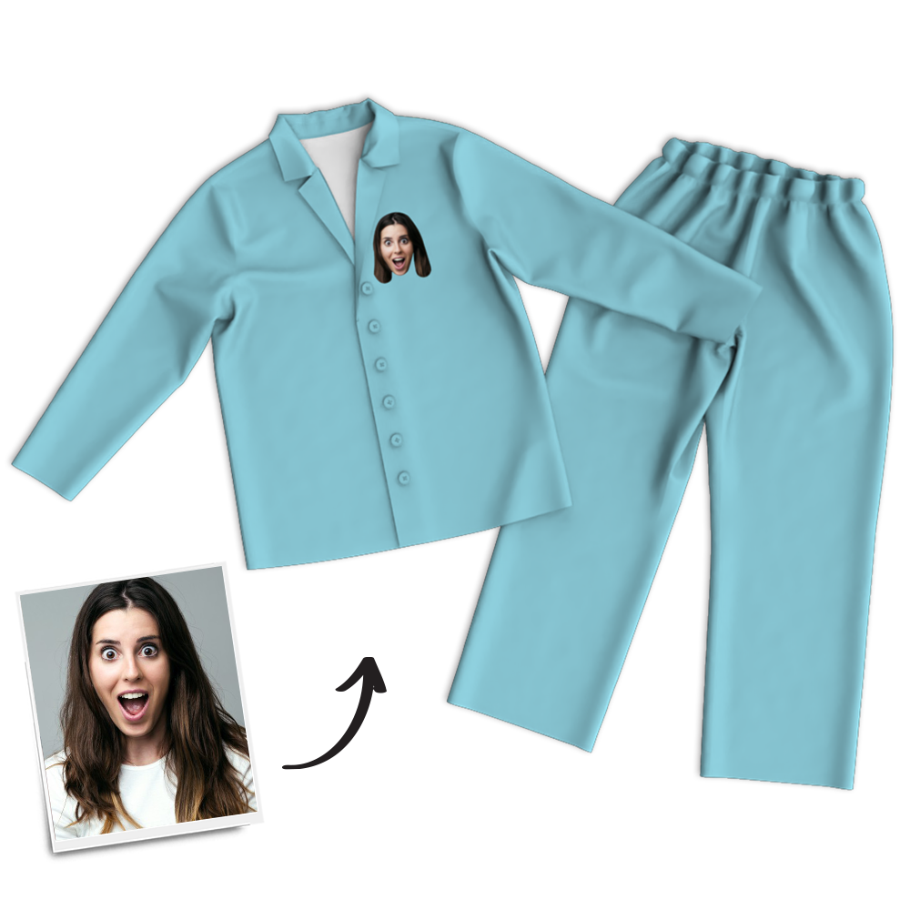 Custom Woman Photo Long Sleeve Pajamas, Sleepwear, Nightwear - auphotoblanket