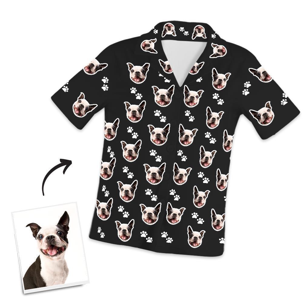 Custom Dog Photo Short Pajama Pants, Nightwear, Sleepwear, Footprints - auphotoblanket