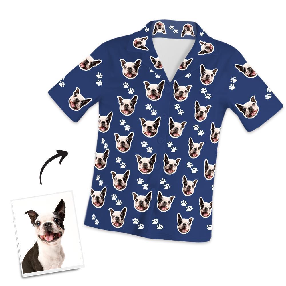 Custom Dog Photo Short Pajama Pants, Nightwear, Sleepwear, Footprints - auphotoblanket