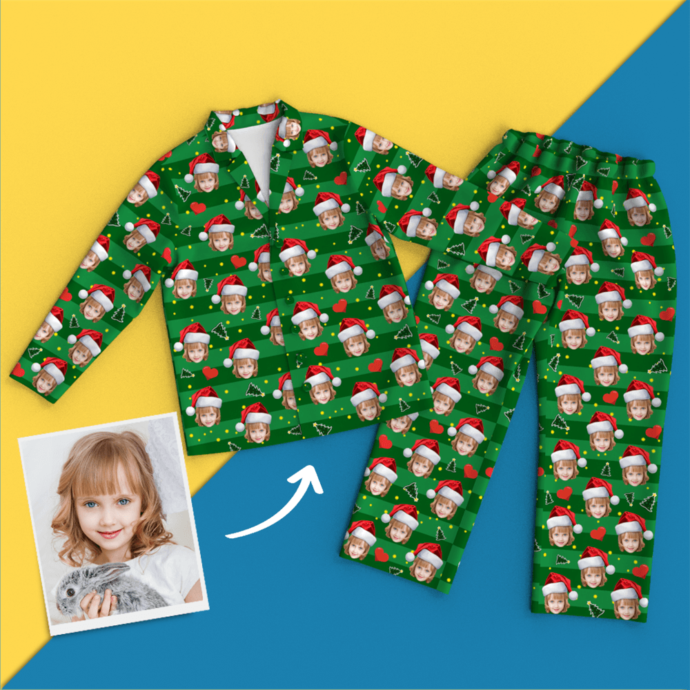 Custom Face Heart On Pajamas Personalized Pajamas - auphotoblanket